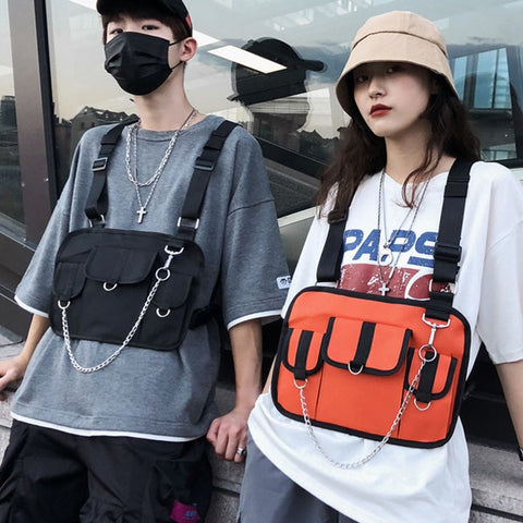 Vest Me |Waterproof Non-Bullet-proof Streetwear Bags With Chain Chest Bag Rig Street Vest Waist Pack