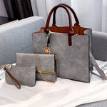 Leaf 3 PCS Set |PU Leather Handbag Solid Color Messenger Bag Shoulder Bag Wallet Bags
