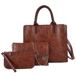Leaf 3 PCS Set |PU Leather Handbag Solid Color Messenger Bag Shoulder Bag Wallet Bags