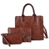 Leaf 3 PCS Set |PU Leather Handbag Solid Color Messenger Bag Shoulder Bag Wallet Bags