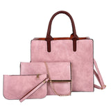 Leaf 3 PCS Set |PU Leather Handbag Solid Color Messenger Bag Shoulder Bag Wallet Bags