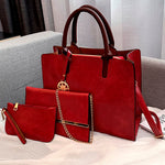 Leaf 3 PCS Set |PU Leather Handbag Solid Color Messenger Bag Shoulder Bag Wallet Bags