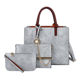 Leaf 3 PCS Set |PU Leather Handbag Solid Color Messenger Bag Shoulder Bag Wallet Bags