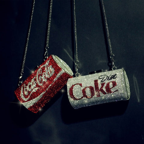 Coke Soda Cola | Diamonds Shoulder Bags Designer Cola Can Shape Chains Crossbody Bags Chic Evening Clutch Purse
