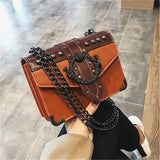Retro Treasure |Leather Shoulder Chain Messenger Crossbody Bag Satchel Tote Purse Casual Travel Bag