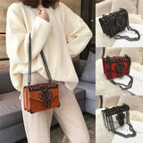Retro Treasure |Leather Shoulder Chain Messenger Crossbody Bag Satchel Tote Purse Casual Travel Bag