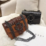 Retro Treasure |Leather Shoulder Chain Messenger Crossbody Bag Satchel Tote Purse Casual Travel Bag