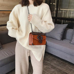Retro Treasure |Leather Shoulder Chain Messenger Crossbody Bag Satchel Tote Purse Casual Travel Bag