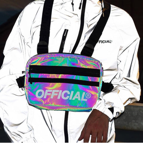Officially Buckled-In REFLECT|Street Style Reflective Chest Multi-function Vest Function Tactical Chest Rig Bag Reflective Waist Bag Packs