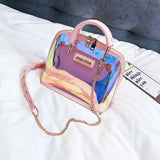NEON Min Min |Transparent Clear Shoulder PVC Jelly Small Shell Laser Holographic