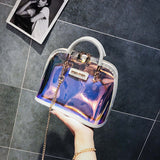 NEON Min Min |Transparent Clear Shoulder PVC Jelly Small Shell Laser Holographic