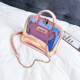 NEON Min Min |Transparent Clear Shoulder PVC Jelly Small Shell Laser Holographic