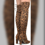 Amaya -01 Women's Over The Knee Tie Up High Block Heel Dress Boots
