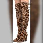 Amaya -01 Women's Over The Knee Tie Up High Block Heel Dress Boots